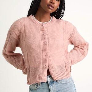Lulus Carmina Pink Cable Knit Button-up Cardigan - Size S